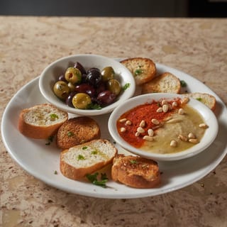 Fava Bean +Olives bruschetta catering